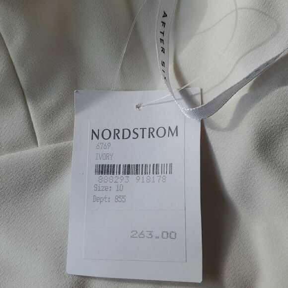 After Six Women's Ivory One Shoulder Bow Crepe Floor length Trumpet Dress Size 1 - Picture 6 of 6